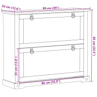 Produktbild för Skoskåp med hylla Corona Vit 99 x 32 x 85 cm Massiv furu