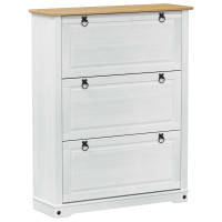 Produktbild för Skoskåp med låda Corona Vit 99 x 32 x 122 cm Massiv furu