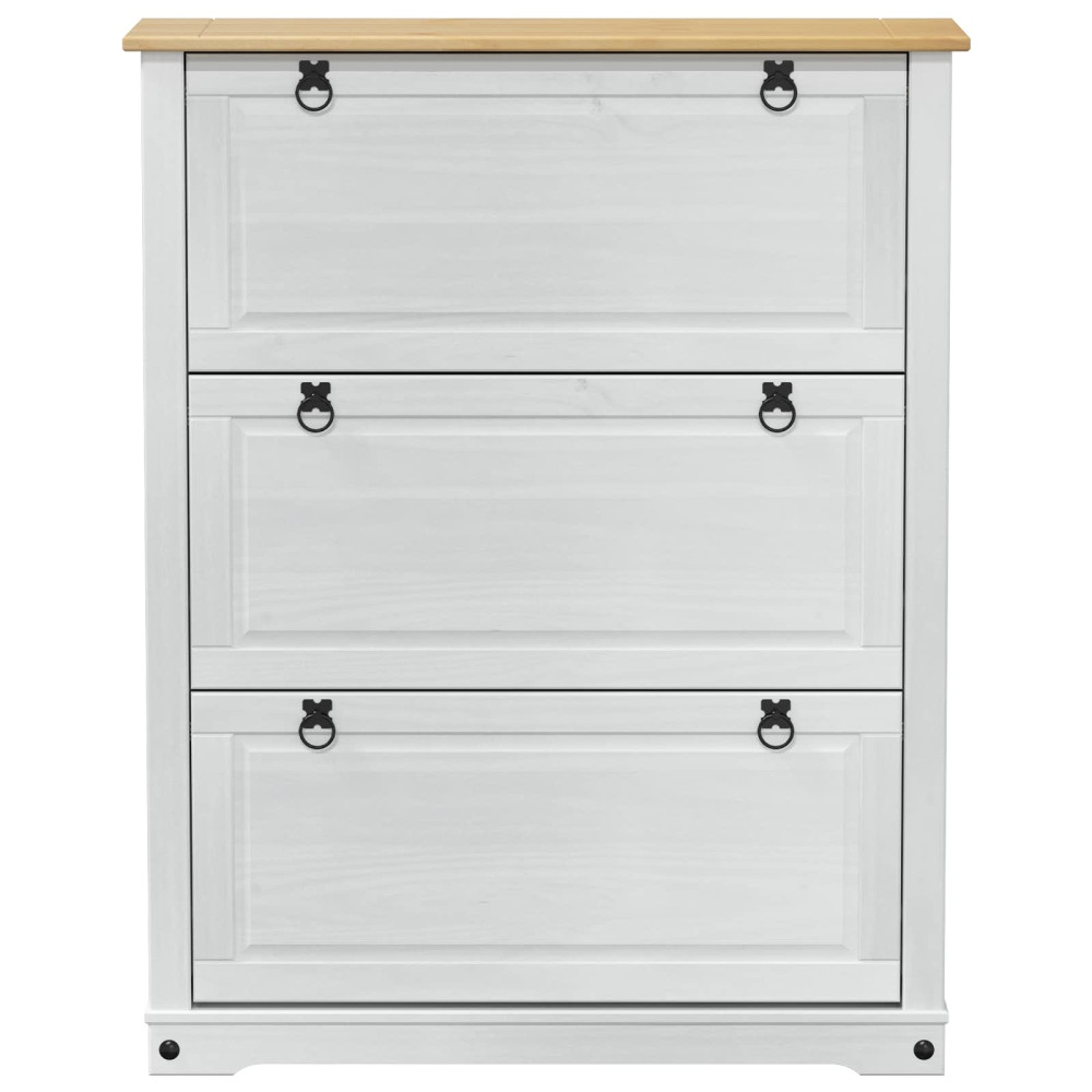 Produktbild för Skoskåp med låda Corona Vit 99 x 32 x 122 cm Massiv furu