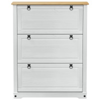 Produktbild för Skoskåp med låda Corona Vit 99 x 32 x 122 cm Massiv furu