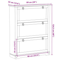 Produktbild för Skoskåp med låda Corona Vit 99 x 32 x 122 cm Massiv furu