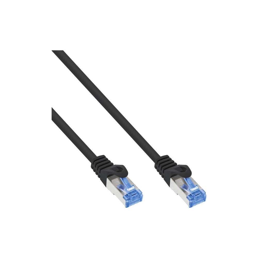Produktbild för InLine patchkabel Cat.6A S/FTP TPE LSZH CCA svart 10m