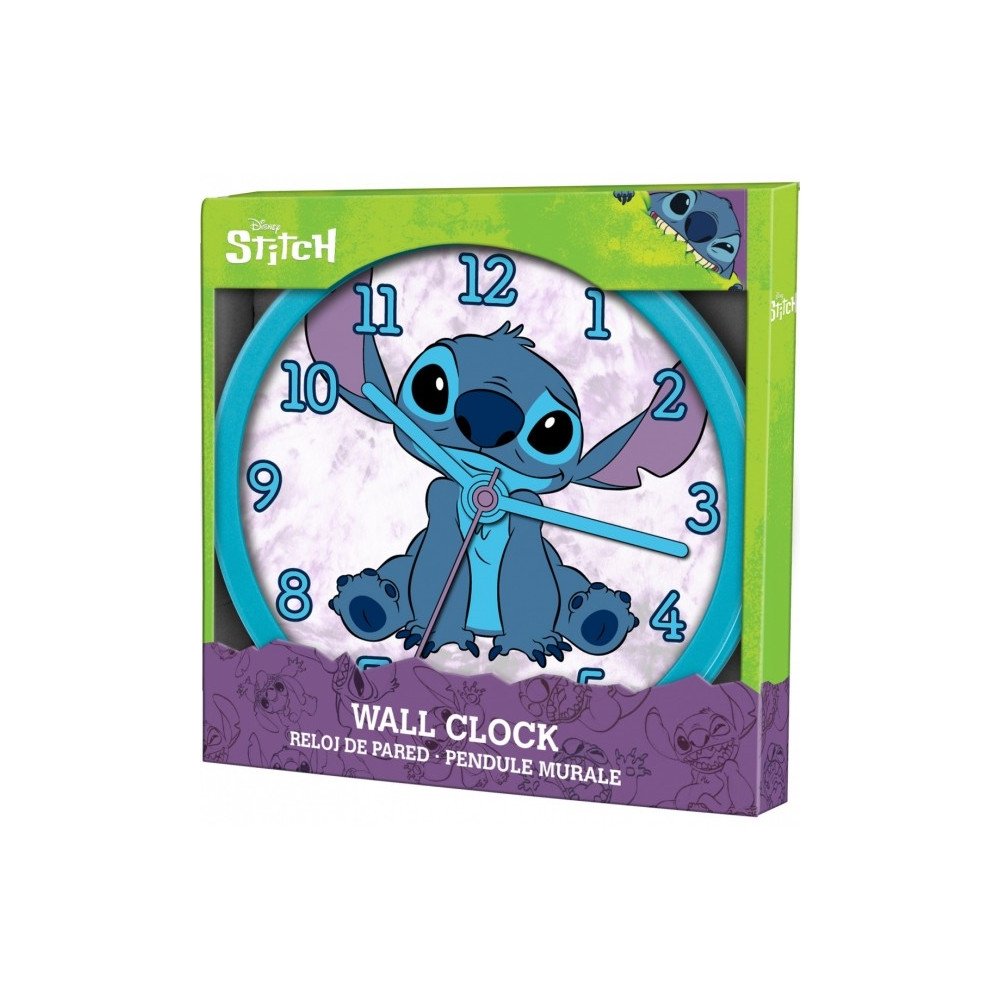 Produktbild för Kids Euroswan väggklocka, stor 25 cm, för barn, Lilo & Stitc...