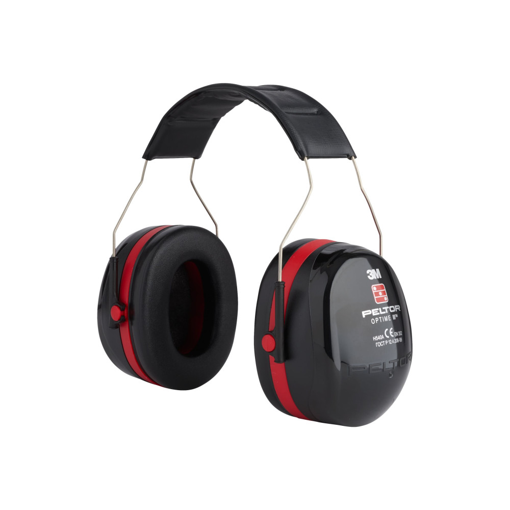 Produktbild för 3M Peltor Optime III H540A-411-SV - öronmuffar - polyuretanskum, ABS-plast, polyvinylklorid, rostfritt stål - svart, röd