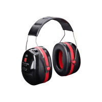 Produktbild för 3M Peltor Optime III H540A-411-SV - öronmuffar - polyuretanskum, ABS-plast, polyvinylklorid, rostfritt stål - svart, röd