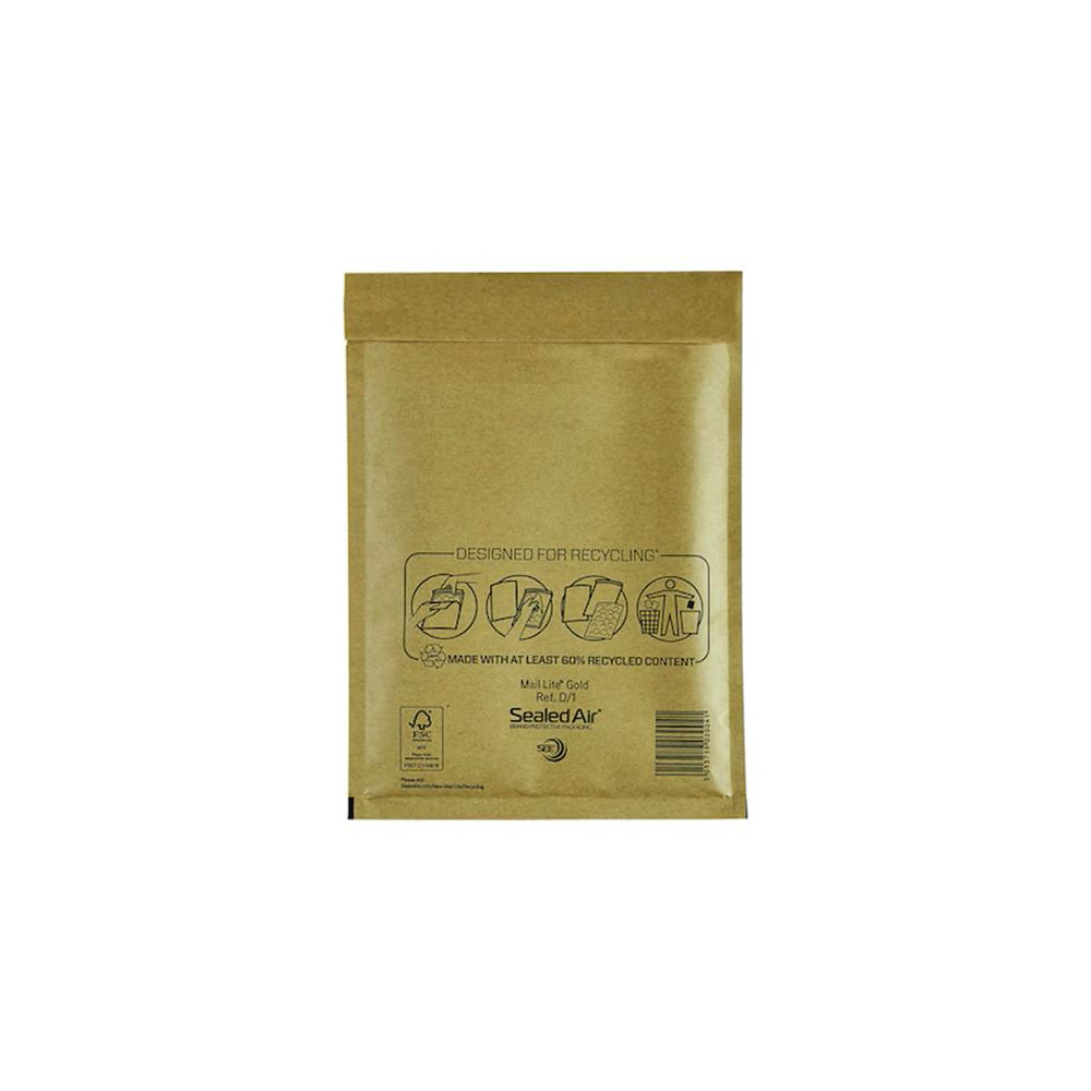 Produktbild för Bubbelpåse D/1 180x260mm brun 200/fp