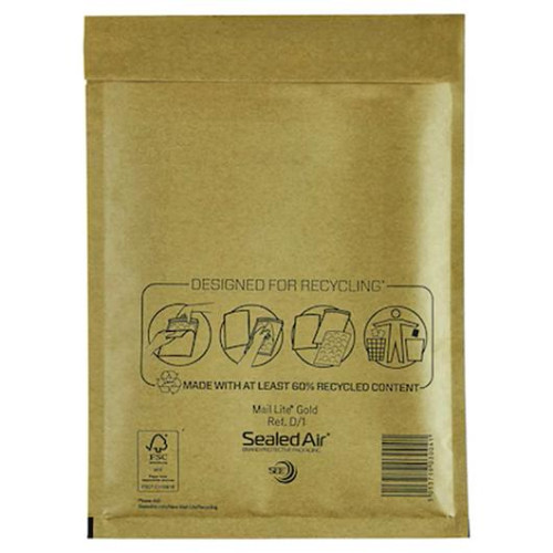 Sealed Air Bubbelpåse D/1 180x260mm brun 200/fp