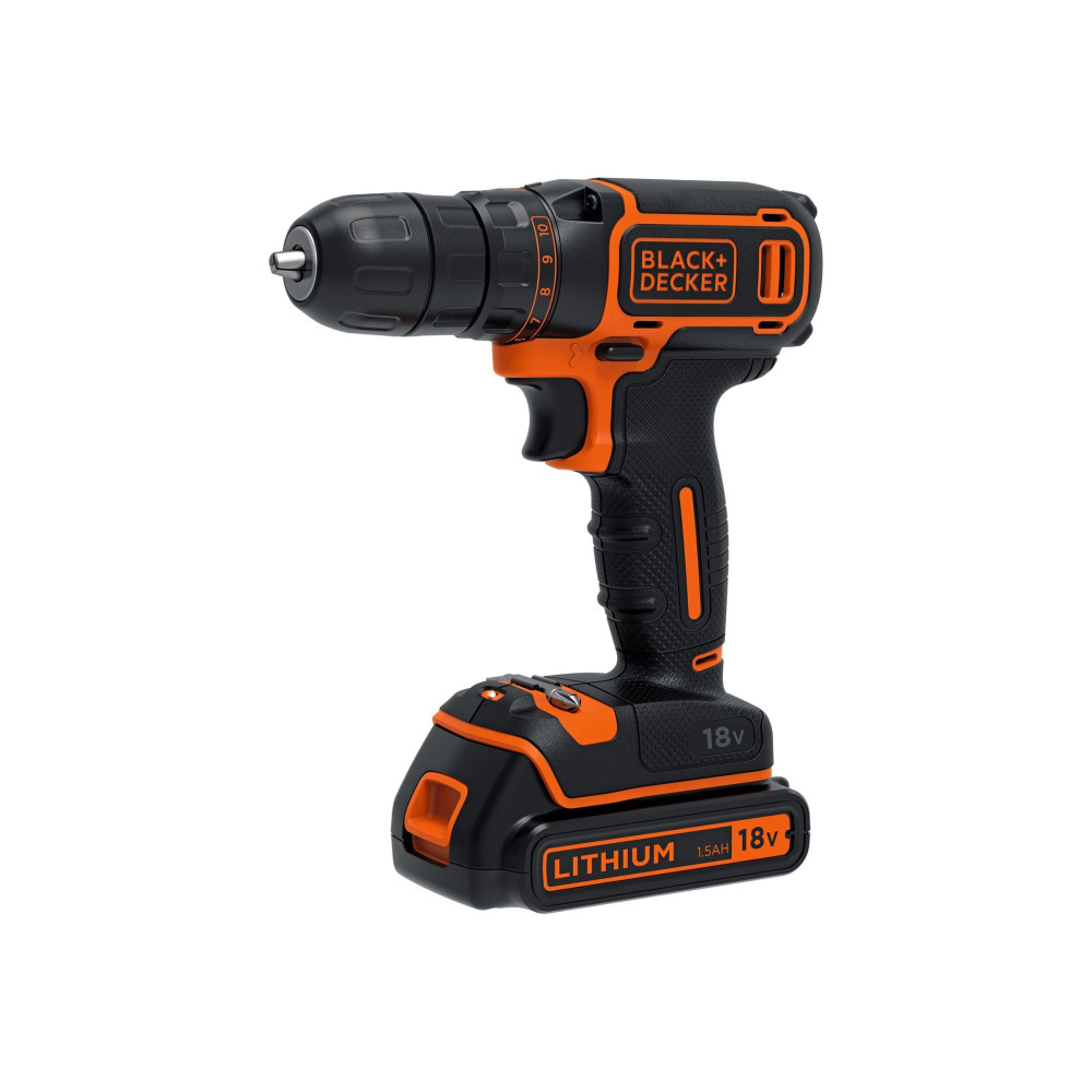 Produktbild för BLACK+DECKER BDCDC18B-QW borr/drivare - sladdlös - 2 batterier, laddare medföljer