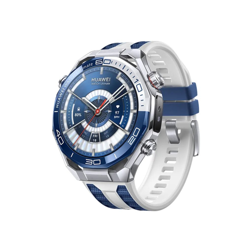 Produktbild för Huawei Watch Ultimate 2 - steel-color zirconium-based liquid metal - smart klocka med rem - blue and white - blå