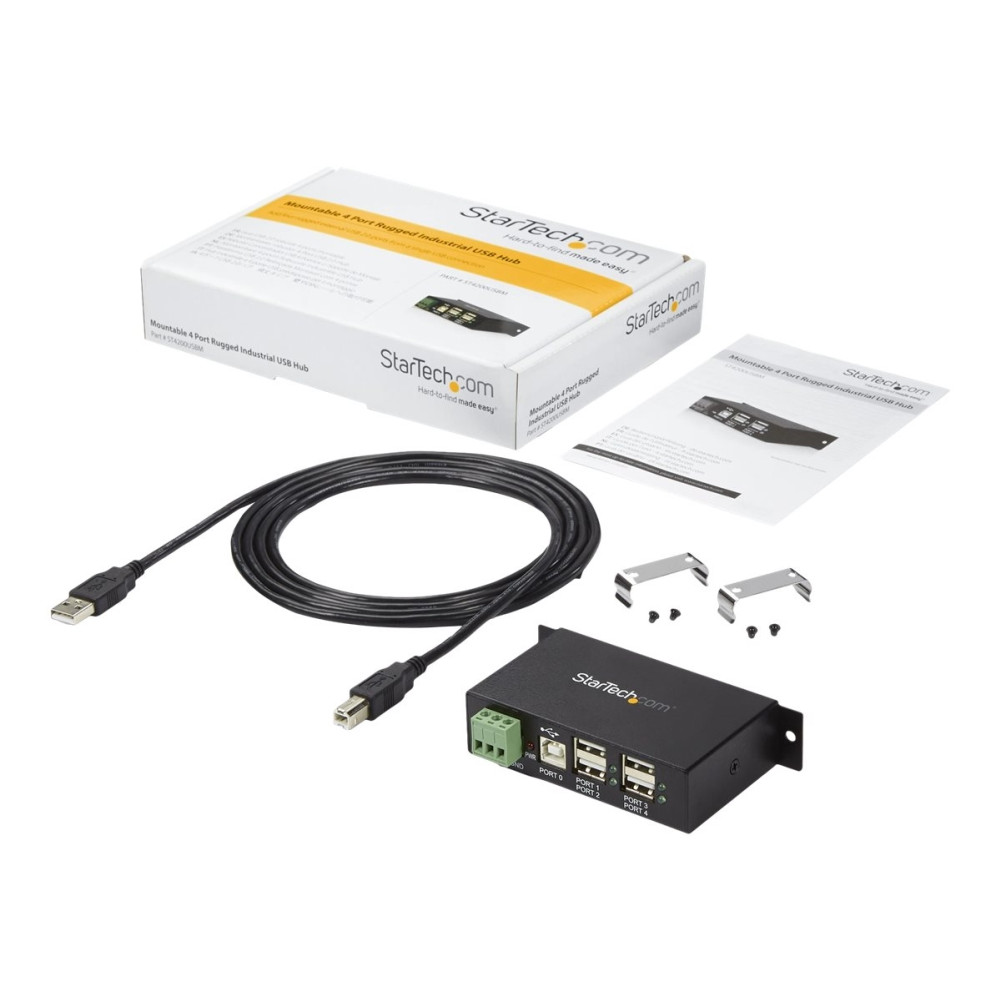 Produktbild för StarTech.com Rackmount USB 2.0 Hub - 4 Port Rugged Industrial USB 2.0 Hub - hubb - 4 portar