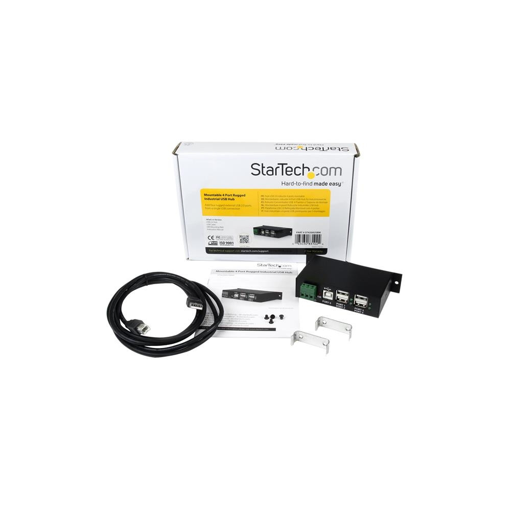 Produktbild för StarTech.com Rackmount USB 2.0 Hub - 4 Port Rugged Industrial USB 2.0 Hub - hubb - 4 portar