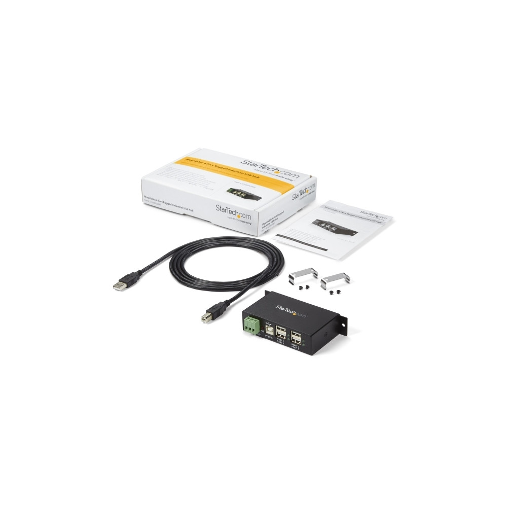 Produktbild för StarTech.com Rackmount USB 2.0 Hub - 4 Port Rugged Industrial USB 2.0 Hub - hubb - 4 portar