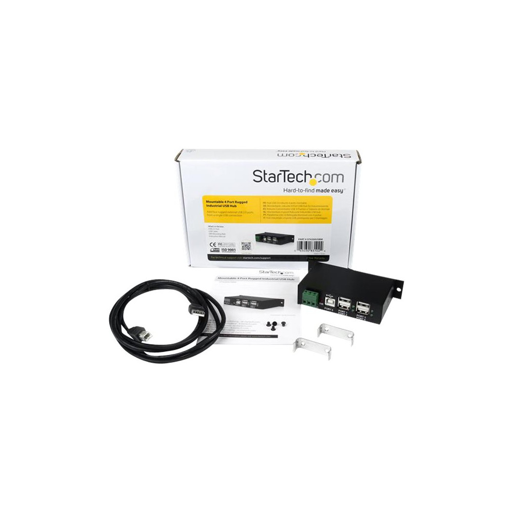 Produktbild för StarTech.com Rackmount USB 2.0 Hub - 4 Port Rugged Industrial USB 2.0 Hub - hubb - 4 portar