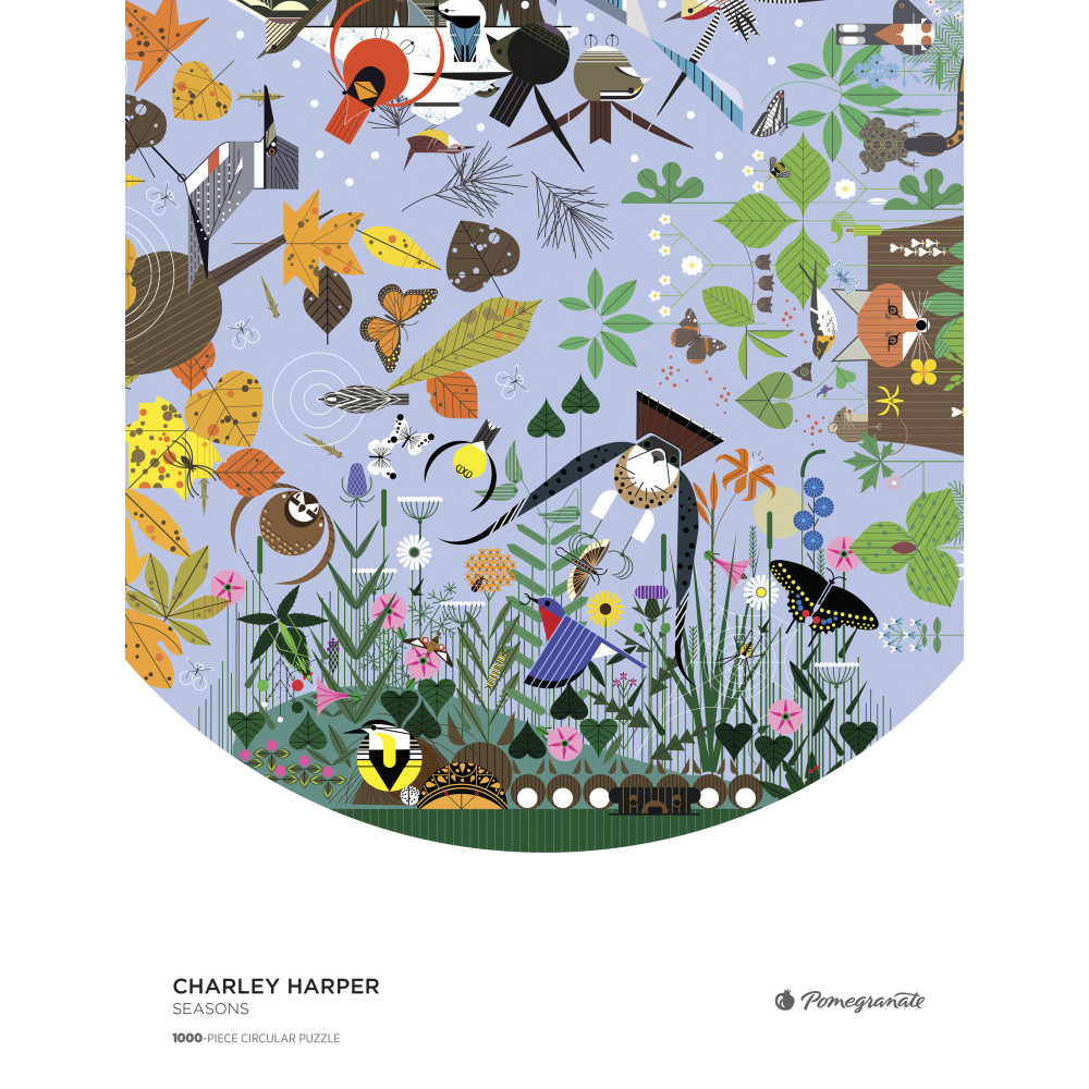 Produktbild för Charley Harper: Seasons 1000-Piece Circular Jigsaw Puzzle