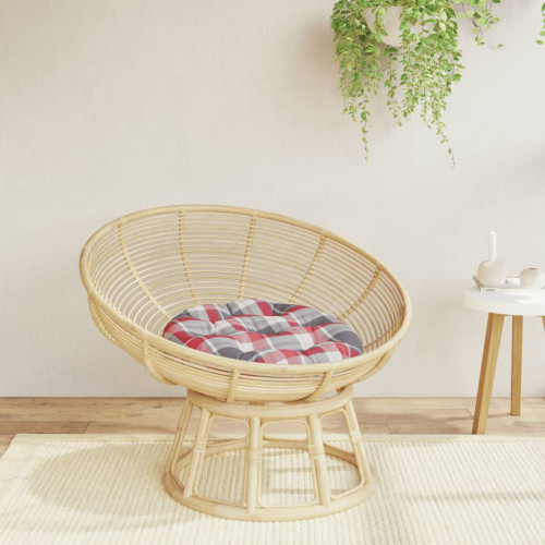 vidaXL Rund dyna rödrutig Ø 60 x11 cm oxfordtyg
