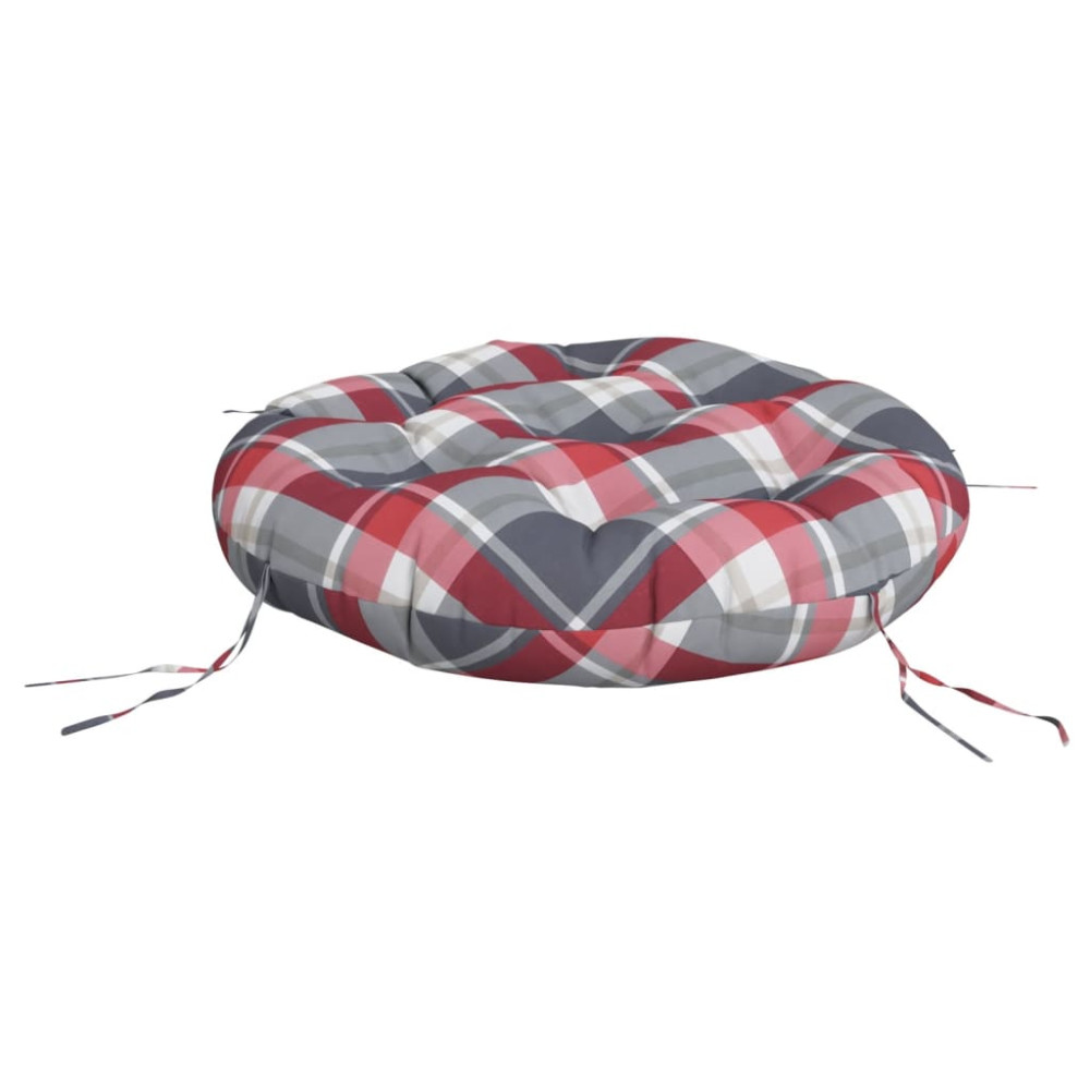 Produktbild för Rund dyna rödrutig Ø 60 x11 cm oxfordtyg