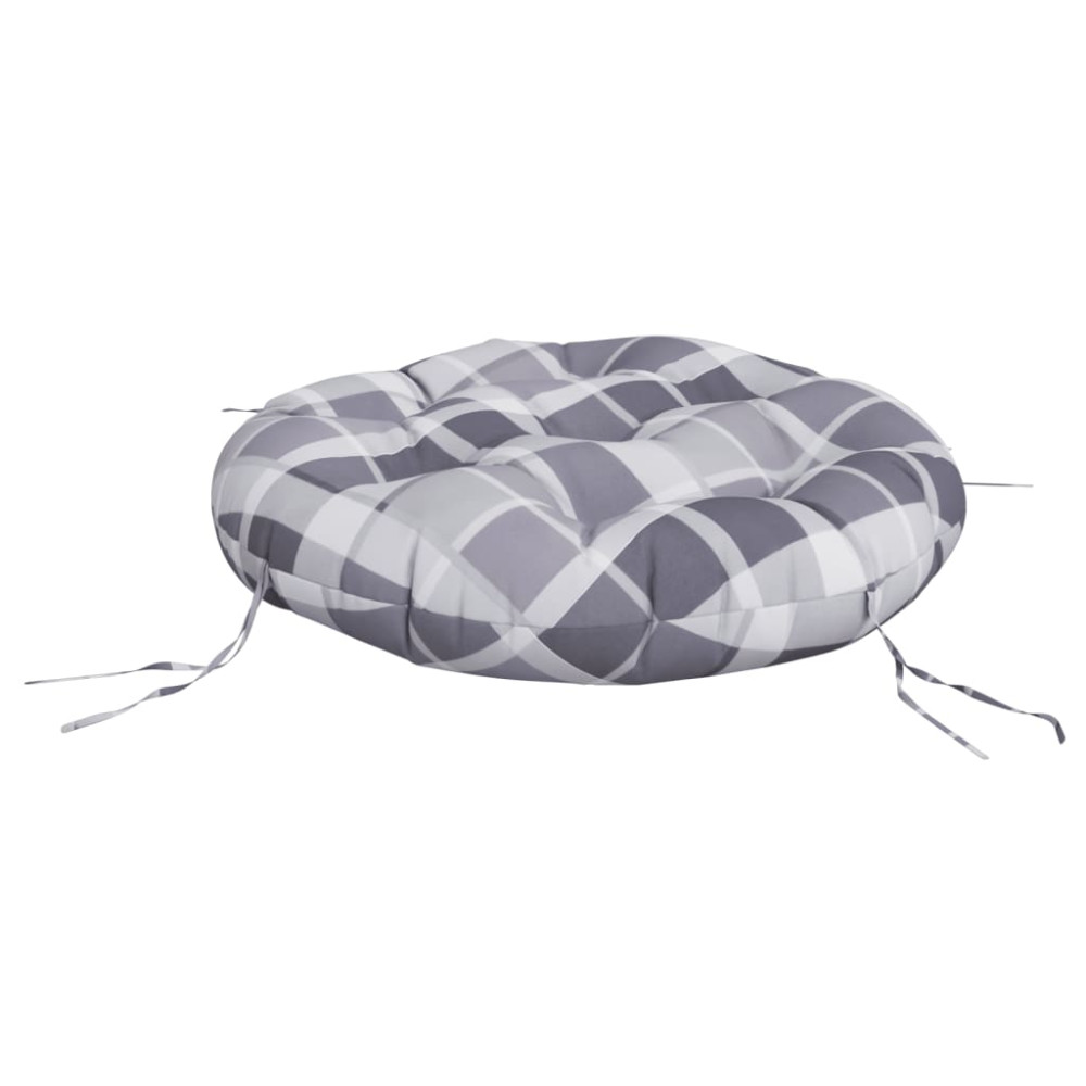 Produktbild för Rund dyna grårutig Ø 60 x11 cm oxfordtyg