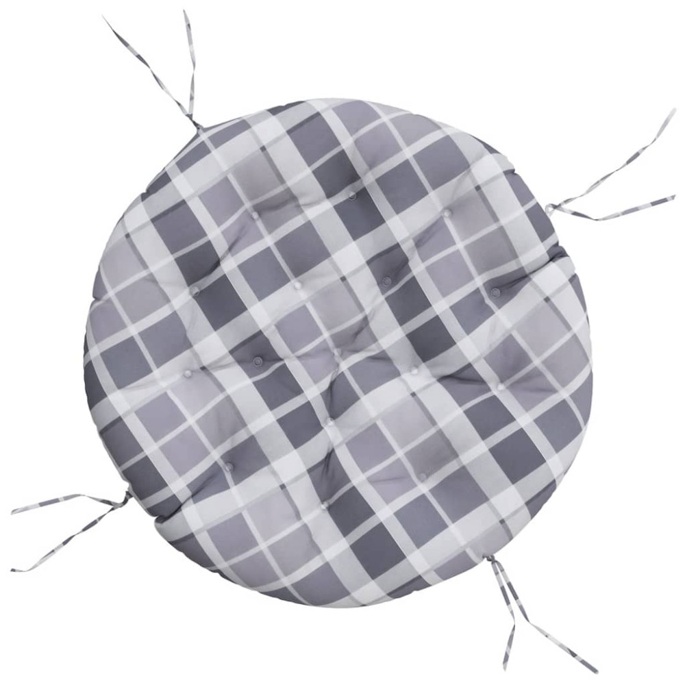 Produktbild för Rund dyna grårutig Ø 100 x11 cm oxfordtyg