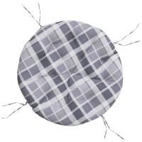 Produktbild för Rund dyna grårutig Ø 100 x11 cm oxfordtyg