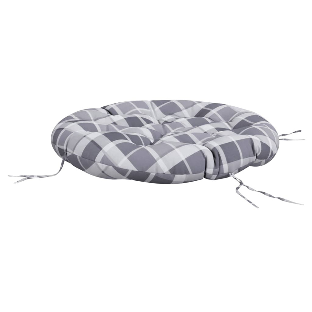 Produktbild för Rund dyna grårutig Ø 100 x11 cm oxfordtyg