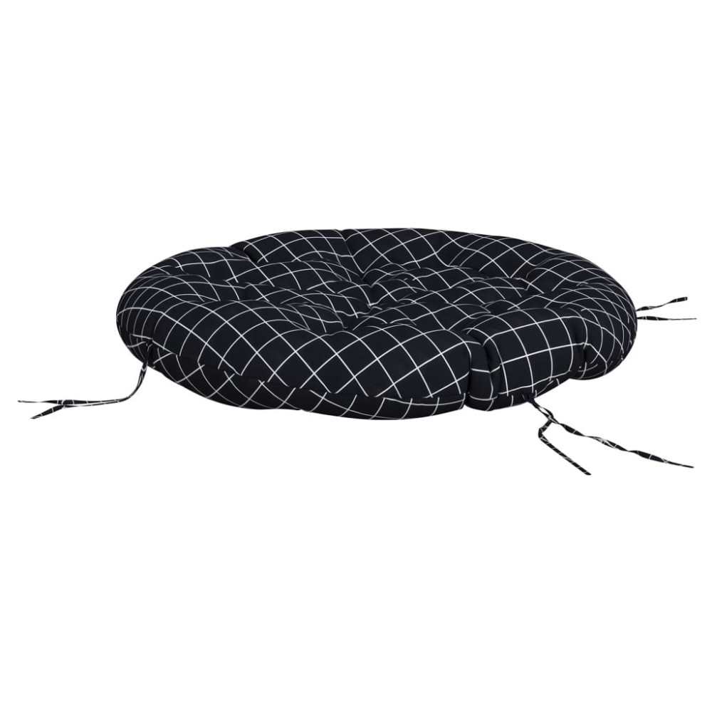 Produktbild för Rund dyna svartrutig Ø 100 x11 cm oxfordtyg