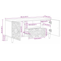 Produktbild för TV-skåp med låda Vit 105 x 33,5 x 46 cm Massivt mangoträ