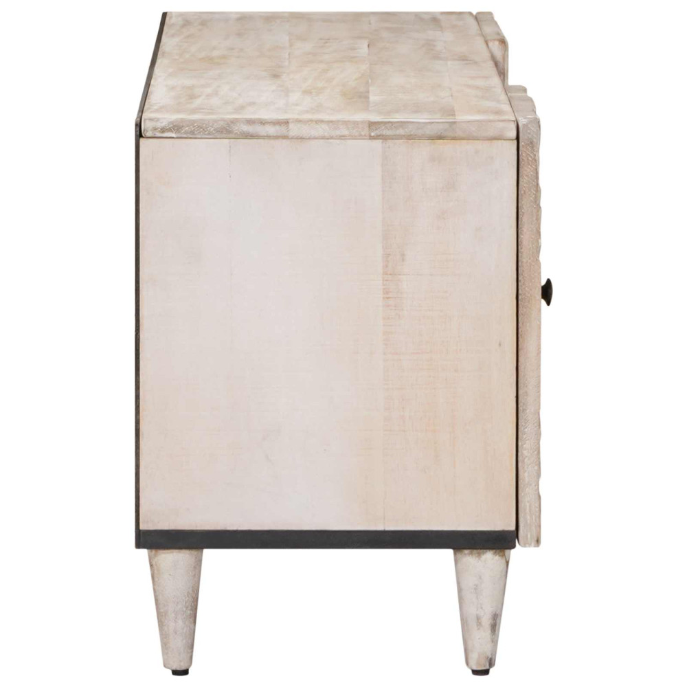 Produktbild för TV-skåp med låda Vit 105 x 33,5 x 46 cm Massivt mangoträ