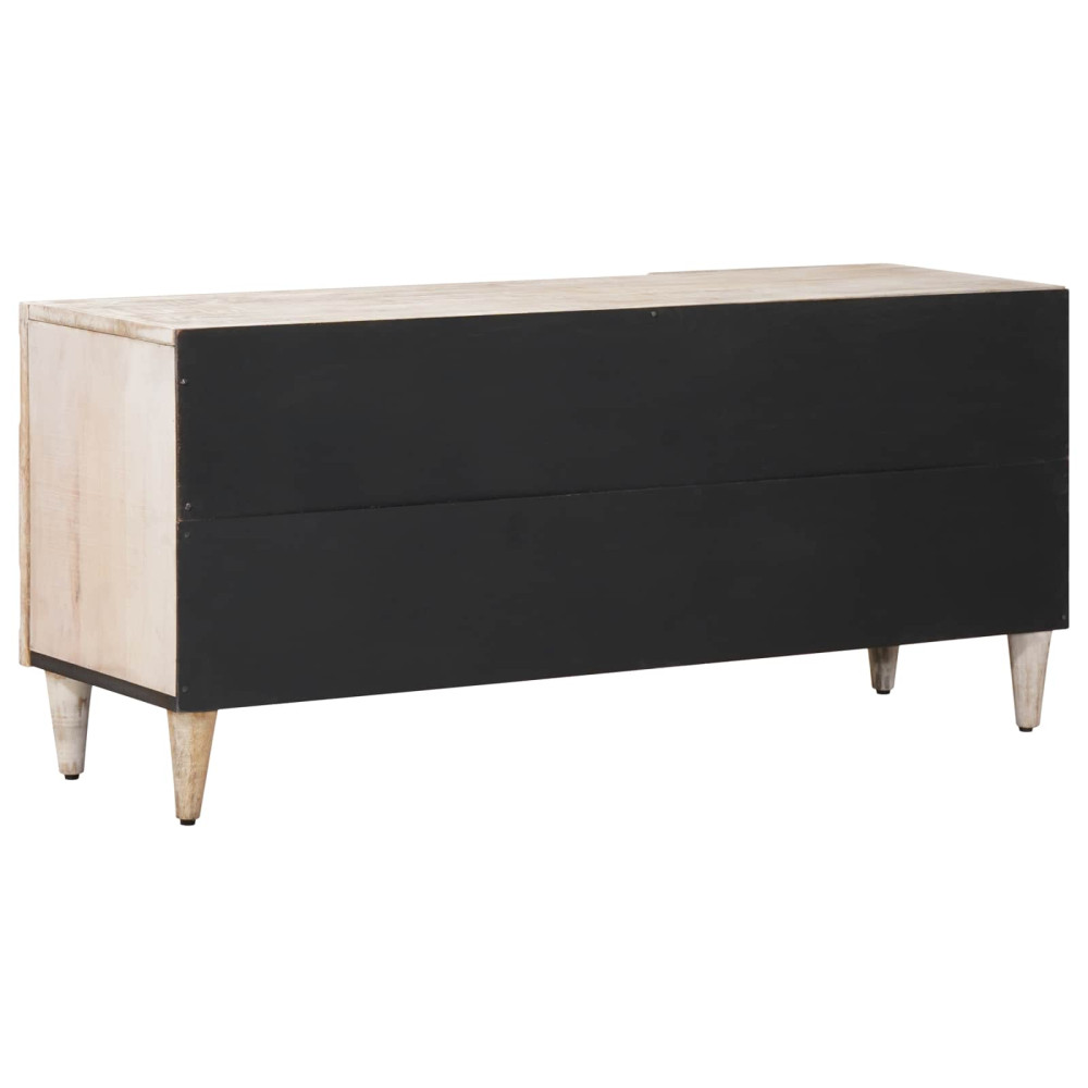 Produktbild för TV-skåp med låda Vit 105 x 33,5 x 46 cm Massivt mangoträ