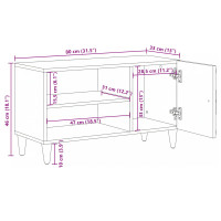 Produktbild för TV-skåp med hylla Vit 80 x 31,5 x 46 cm Massivt mangoträ