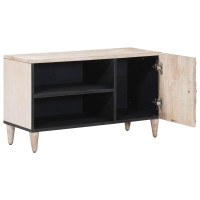Produktbild för TV-skåp med hylla Vit 80 x 31,5 x 46 cm Massivt mangoträ