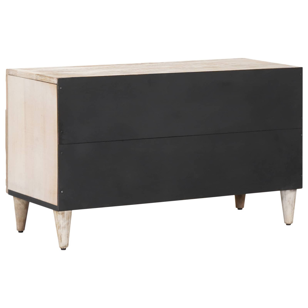 Produktbild för TV-skåp med hylla Vit 80 x 31,5 x 46 cm Massivt mangoträ