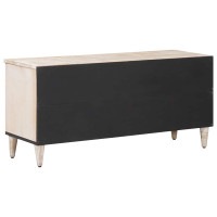 Produktbild för TV-skåp med låda Vit 100 x 33,5 x 46 cm Massivt mangoträ