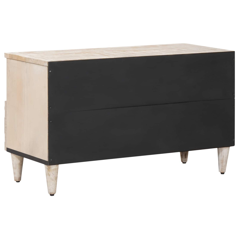 Produktbild för TV-skåp med låda Vit 80 x 33,5 x 46 cm Massivt mangoträ