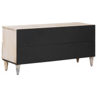 Produktbild för TV-skåp med låda Vit 100 x 33,5 x 46 cm Massivt mangoträ