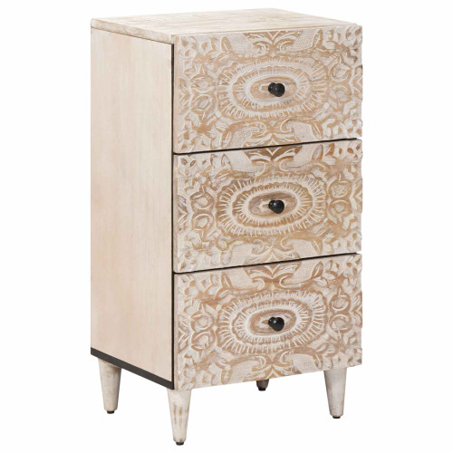 vidaXL Sideboard med låda Vit 40 x 33,5 x 75 cm Massivt mangoträ