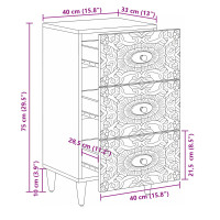 Produktbild för Sideboard med låda Vit 40 x 33,5 x 75 cm Massivt mangoträ