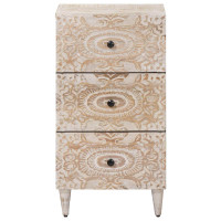 Produktbild för Sideboard med låda Vit 40 x 33,5 x 75 cm Massivt mangoträ