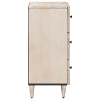 Produktbild för Sideboard med låda Vit 40 x 33,5 x 75 cm Massivt mangoträ