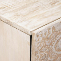 Produktbild för Sideboard med låda Vit 40 x 33,5 x 75 cm Massivt mangoträ