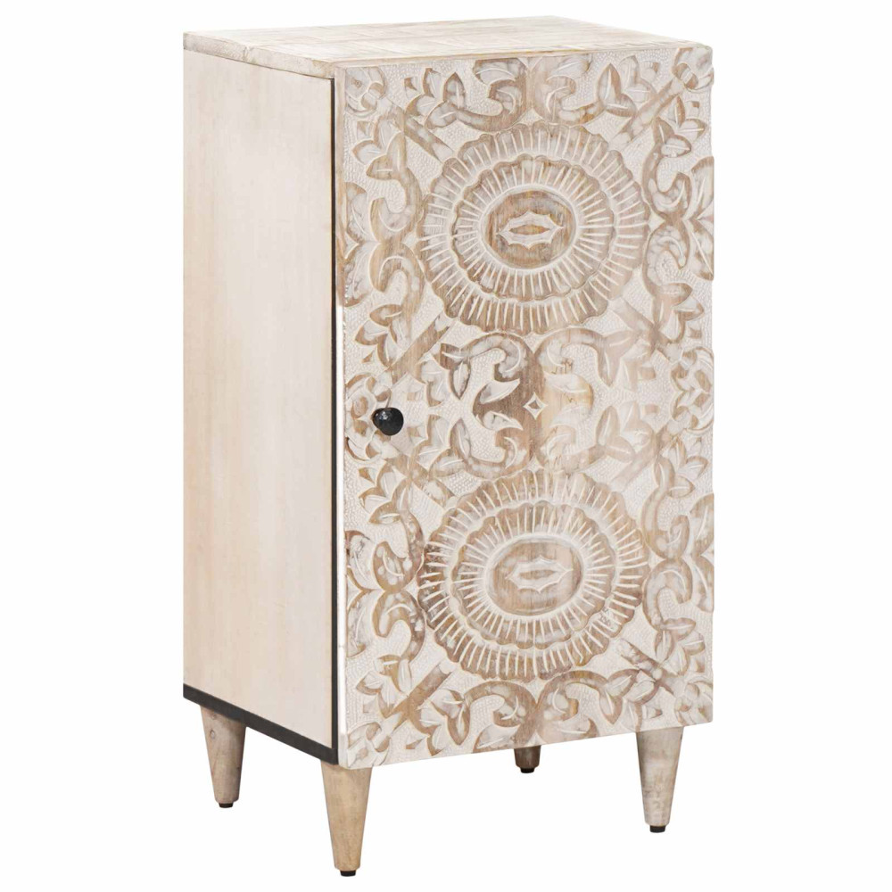 Produktbild för Sideboard med lagring Vit 40 x 33,5 x 75 cm Massivt mangoträ