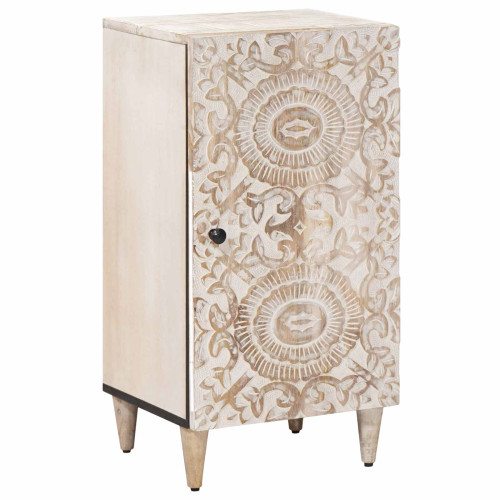 vidaXL Sideboard med lagring Vit 40 x 33,5 x 75 cm Massivt mangoträ