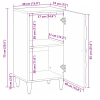 Produktbild för Sideboard med lagring Vit 40 x 33,5 x 75 cm Massivt mangoträ