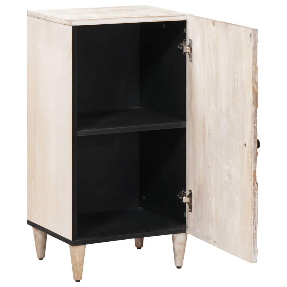 Produktbild för Sideboard med lagring Vit 40 x 33,5 x 75 cm Massivt mangoträ