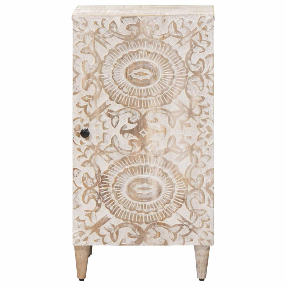 Produktbild för Sideboard med lagring Vit 40 x 33,5 x 75 cm Massivt mangoträ