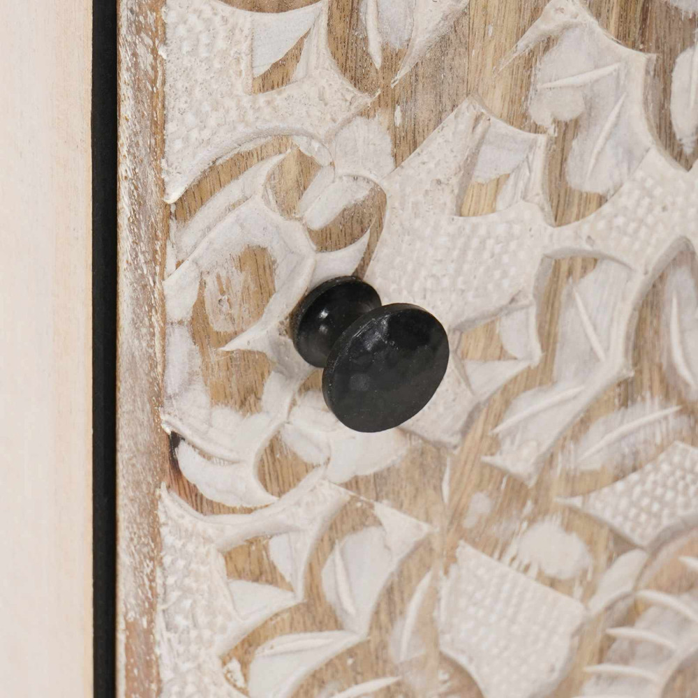 Produktbild för Sideboard med lagring Vit 40 x 33,5 x 75 cm Massivt mangoträ