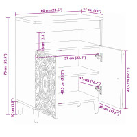 Produktbild för Sideboard med lagring Vit 60 x 33,5 x 75 cm Massivt mangoträ