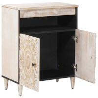 Produktbild för Sideboard med lagring Vit 60 x 33,5 x 75 cm Massivt mangoträ