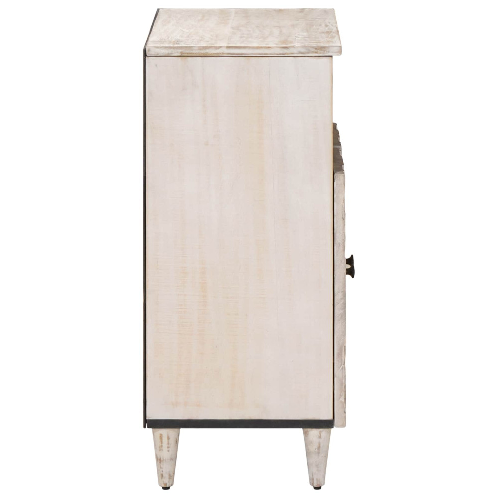 Produktbild för Sideboard med lagring Vit 60 x 33,5 x 75 cm Massivt mangoträ