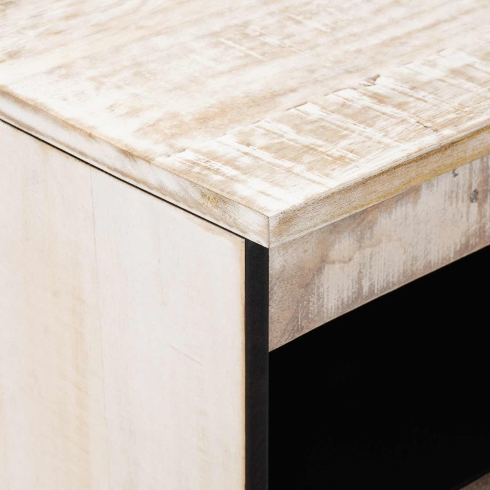 Produktbild för Sideboard med lagring Vit 60 x 33,5 x 75 cm Massivt mangoträ