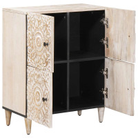 Produktbild för Sideboard med lagring Vit 60 x 33,5 x 75 cm Massivt mangoträ